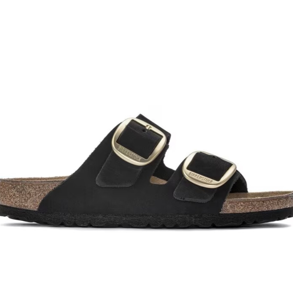 Birkenstock Arizona big buckle nubuck soft footbed 38 narrow Black Sandals - Picture 4 of 10